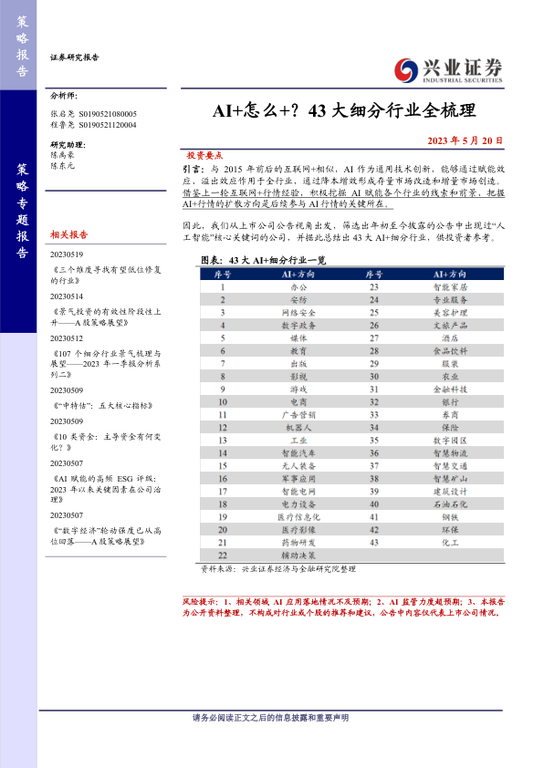 AI+怎么+？43大细分行业全梳理